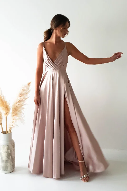 Weekend Sale Velia Satin Maxi Gown | Champagne