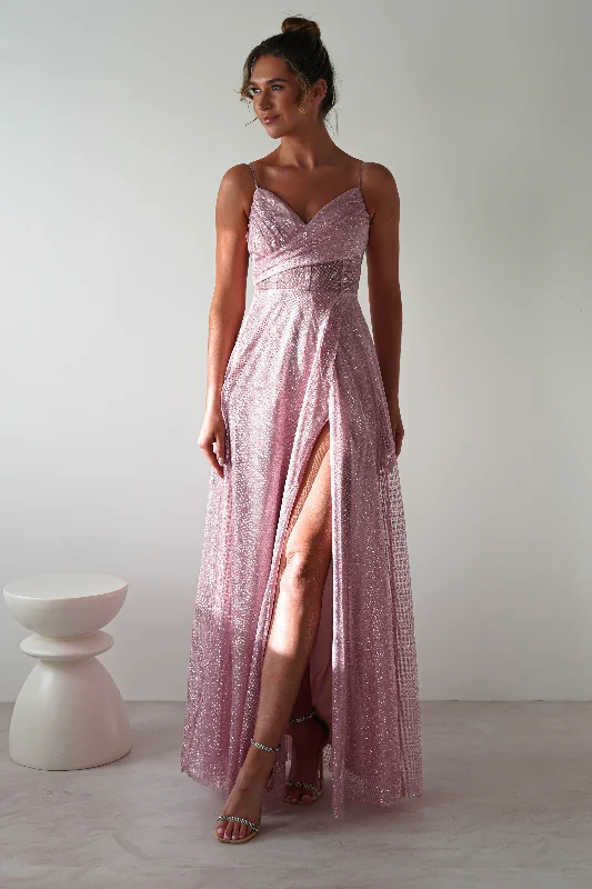 Early Bird Offer Sandy Glitter Maxi Gown | Pink