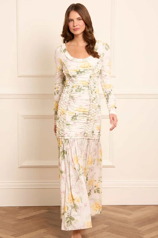 Online Boutique Clothing Rose Crepe Long Sleeve Gown