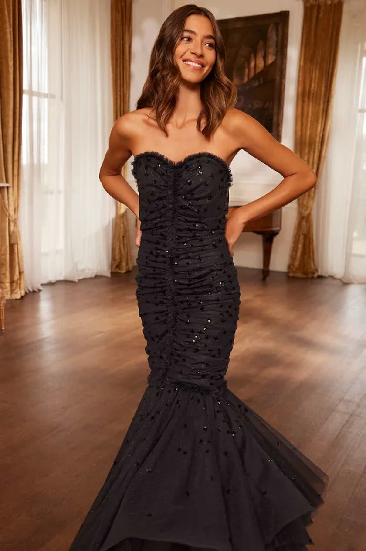 Women Wear Online Scatter Sequin Strapless Ankle Gown