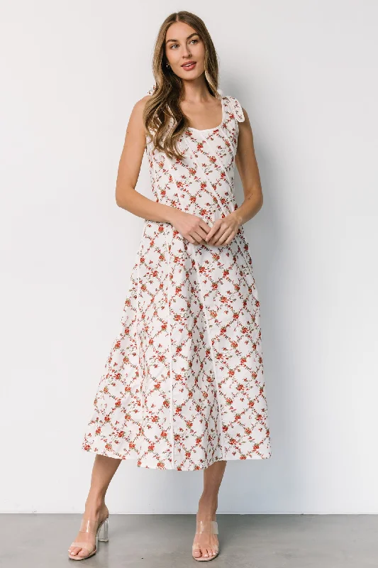 Women's Relaxed Outfit Isla Tank Dress | Off White + Red Floral