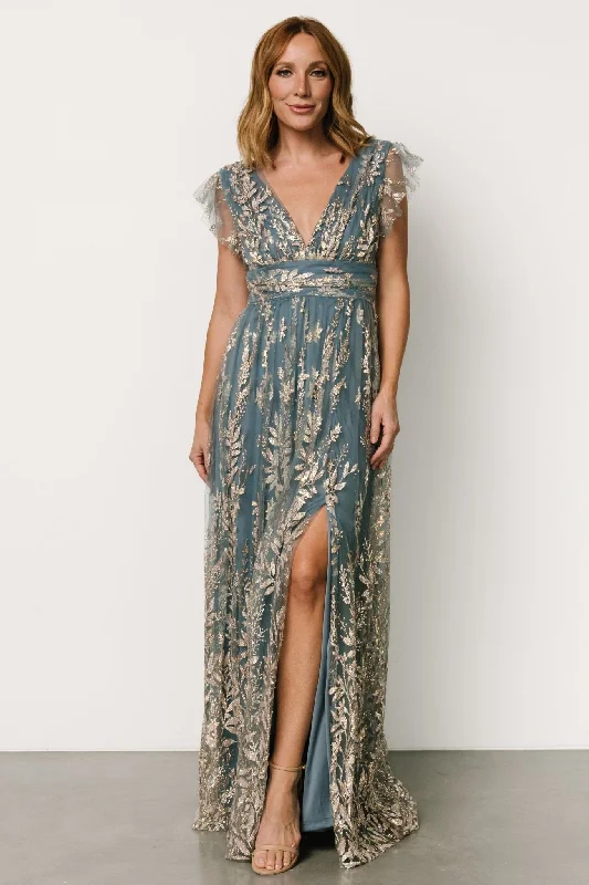 Extreme Clearance Deals Karina Shimmer Gown | Blue + Rose Gold