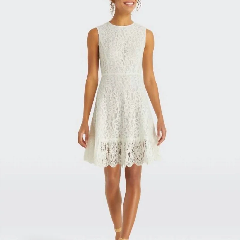 Casual Clothing for Women Lace A-Line Dress In Willow White