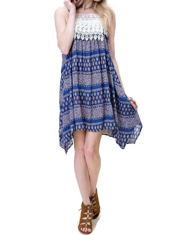 Women's Casual Dresses Asymmetrical Aztec Tank Dress In Blue