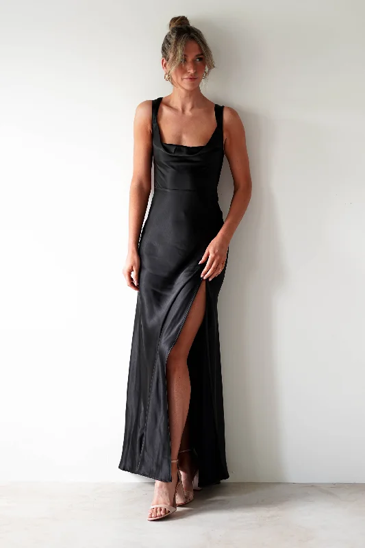 Women's Clothing Riviera Soft Satin Maxi Gown | Black