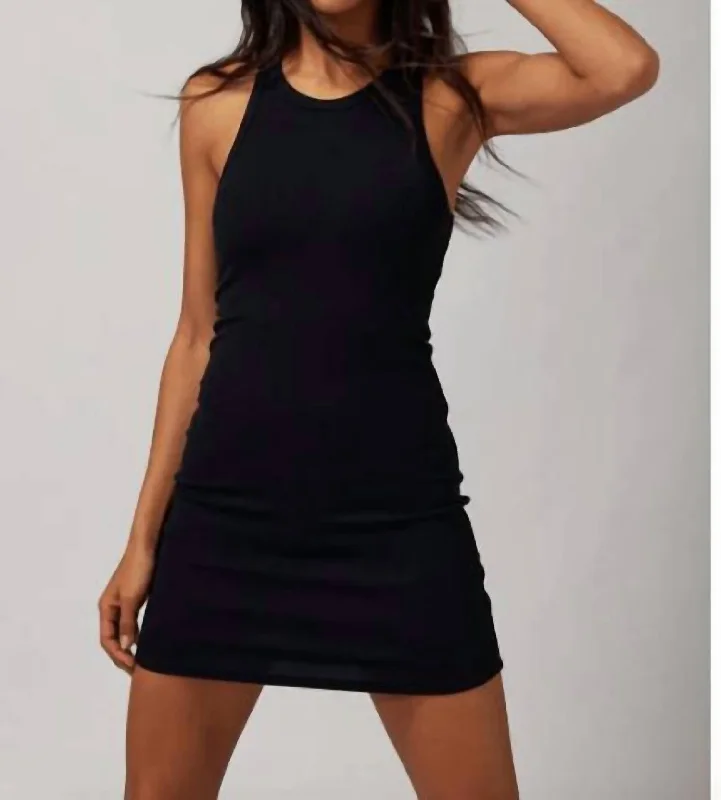 Classic Women's Apparel Slim Rib Tank Dress In Black