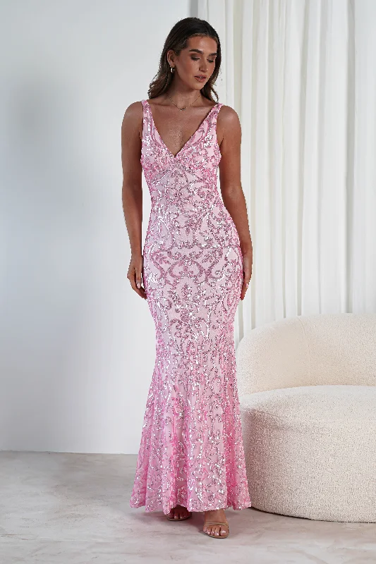 Women's Holiday Attire Perdita Sequin Bodycon Gown | Pink