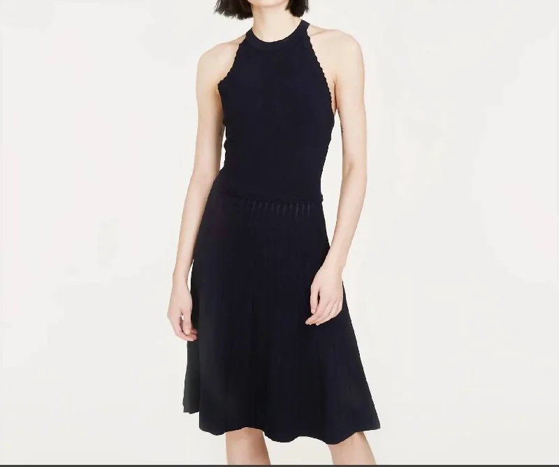 Trendy Boutiques Online Racerback Halter Dress In Navy