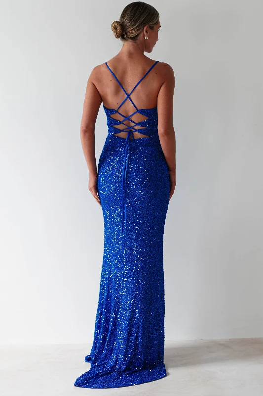 Online Boutiques Clothing Clarisse Bodycon Sequin Gown | Royal Blue