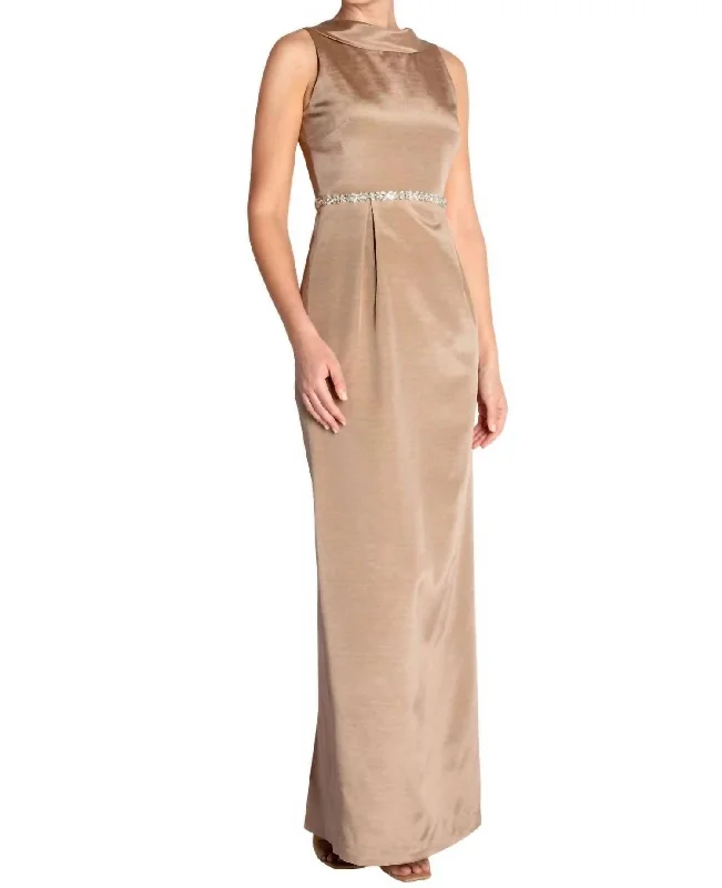 Women's Loungewear Clothes Amelia Ii Gown In Champagne Beige Bengaline