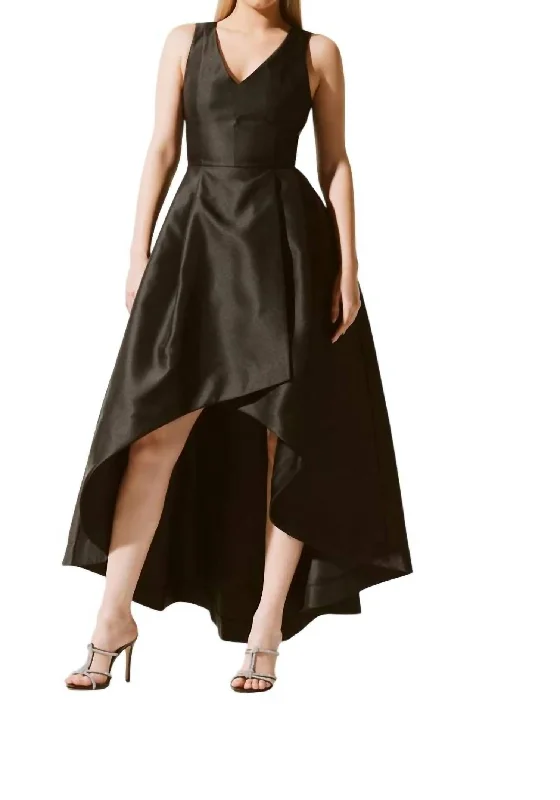 Sale Clearance Twill Fit And Flare Gown In Black