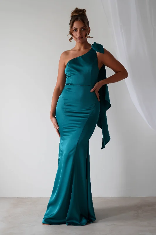 Women's Activewear Outfit Zoe One Shoulder Gown | Teal Green