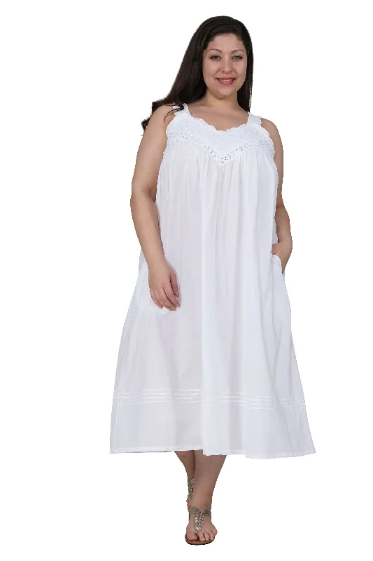 Affordable Women's Clothing La Cera Plus Size Embroidered Sleeveless Pinafore Gown