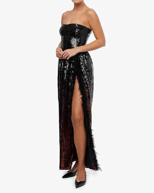 Casual Fashion for Women Corset Feathered Gown