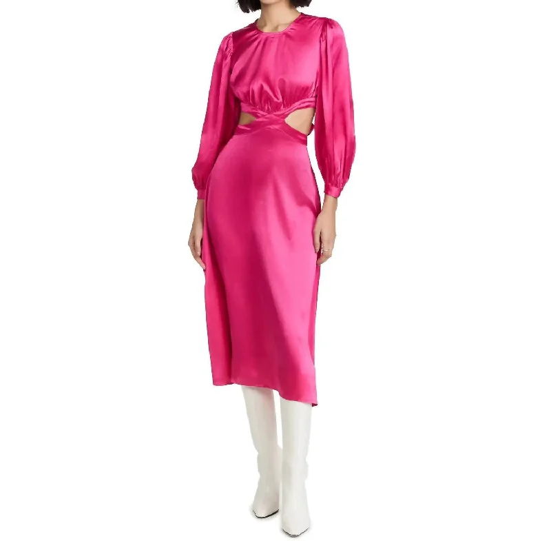 Sale On Clothing Cut Out Satin Gown In Pink