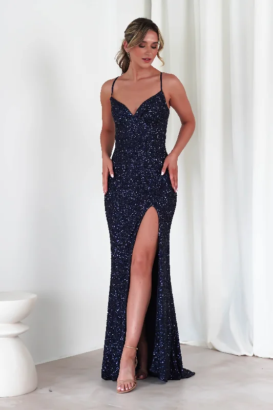 Women's Stylish Casual Garments Clarisse Bodycon Sequin Gown | Navy