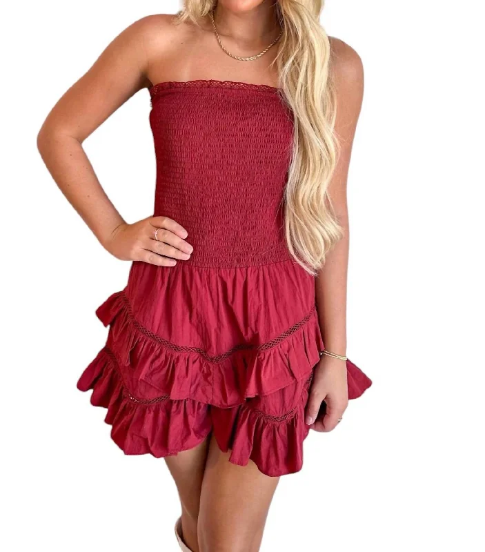 Women's Contemporary Clothing In The Bleachers Off Shoulder Dress In Red