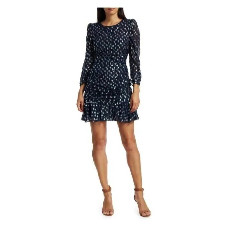 Women's Casual and Dressy Outfits Polka Dot Raven Mini Ruffle Dress In Blue