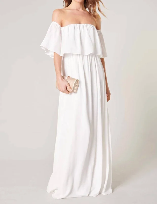 Woman Clothing Enamored Off The Shoulder Ruffle Dress In White