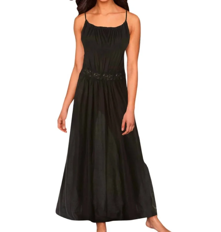 Women's Casual Clothing For Lounging Crochet Waist Halter Dress In Black