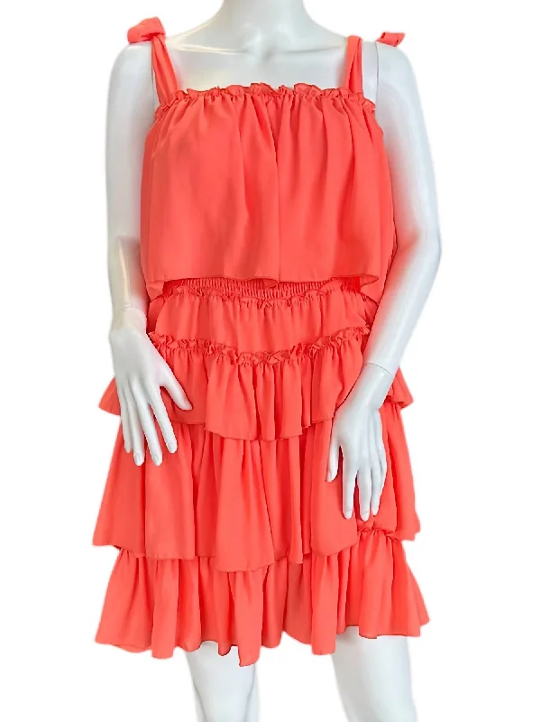 Fashion-Forward Women's Clothing Women's Chiffon Ruffle Dress In Coral