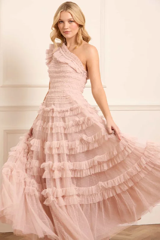 Women's Formal Event Outfit Lisette Ruffle One-Shoulder Gown