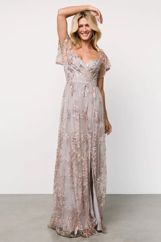 Women's Elegant Evening Outfit Corinne Shimmer Maxi Gown | Lavender