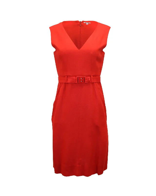 Casual Style for Busy Women Diane Von Furstenberg Belted V-Neck Dress in Red Viscose