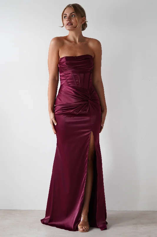 End Of Season Sale Clothing Clydee Soft Corset Maxi Gown | Burgundy