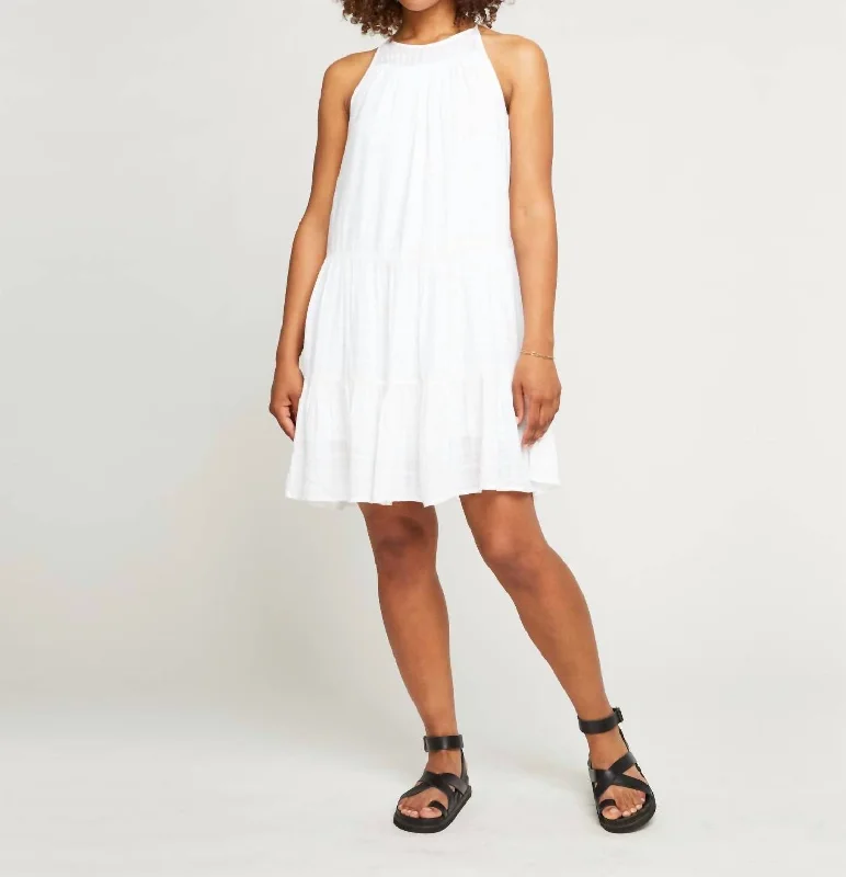 Women's Seasonal Clothing Linen Halter Dress In Cloud