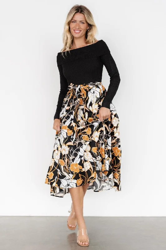 Flash Sales Today Selma Off Shoulder Dress | Black Multi