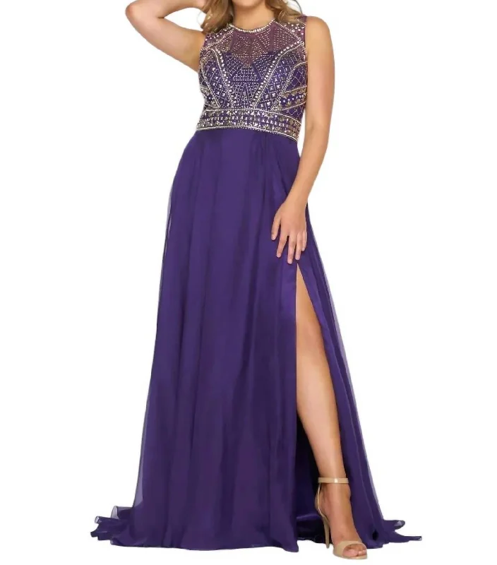 Affordable Online Boutiques Beaded Illusion Sweetheart Ball Gown - Plus In Purple