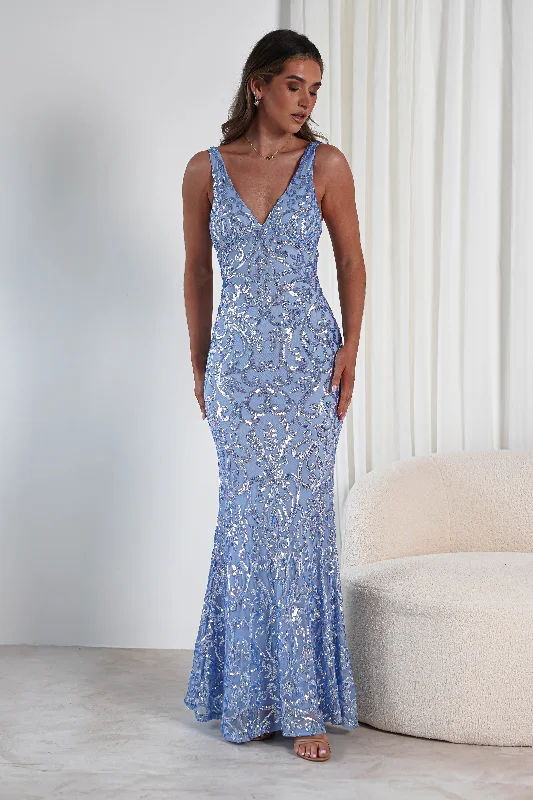 Women's Holiday Apparel Perdita Sequin Bodycon Gown | Blue