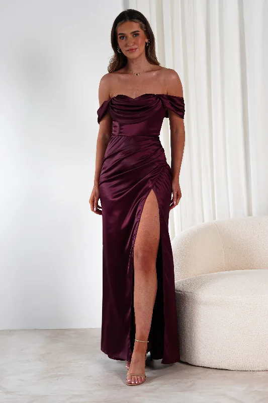 Affordable Fashion for Women Monica Off The Shoulder Gown | Wine