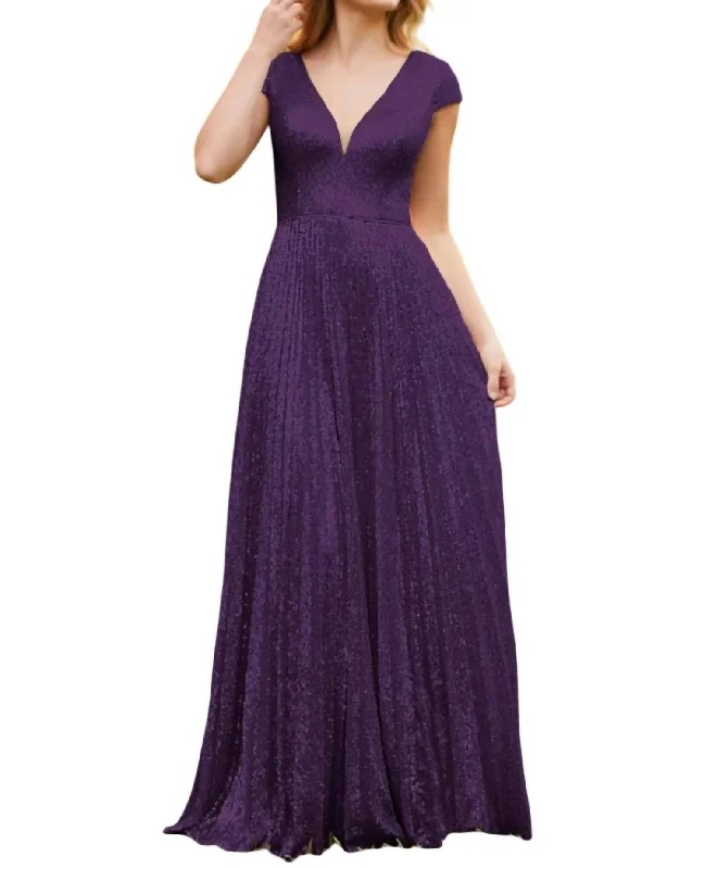 Easygoing Women's Style V-Neck Prom Gown In Aubergine