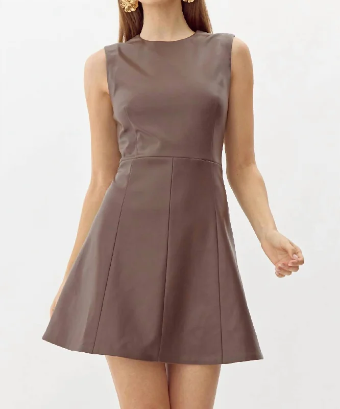 Women's Outfit For The Office Tiffany Vegan Leather Dress In Mocha