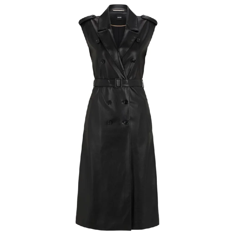 Women's High-Fashion Clothes Faux-leather dress with double-breasted front