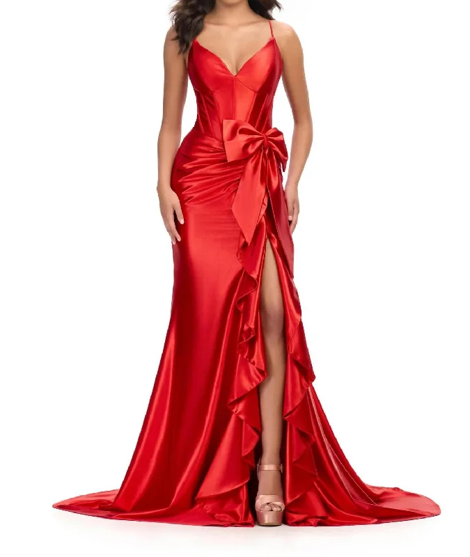 Women's Fashionable Clothing Sets Jersey Gown In Red