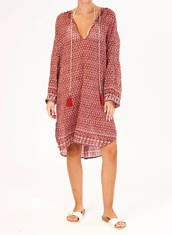 Flash Sale Online Mari Print Kaftan Dress In Red