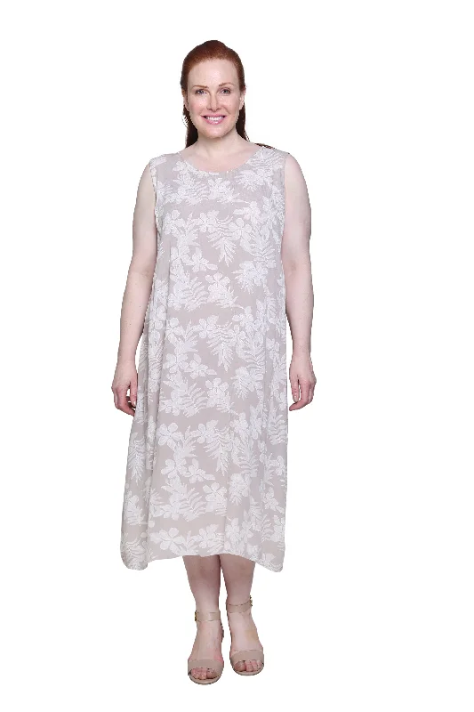 Casual Clothing for Women La Cera Sleeveless Floral Tonal Printed A-Line Dress - Plus Size