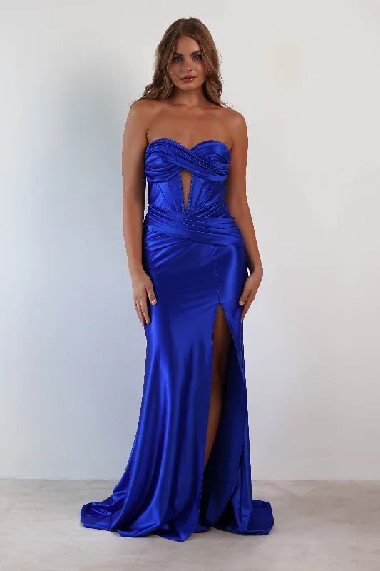 Minimalist Women's Fashion Clothing Karra Bodycon Strapless Gown | Royal Blue