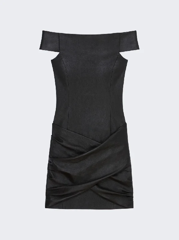 Women's Clothing Sale Givenchy Draped Mini Leather Dress Black