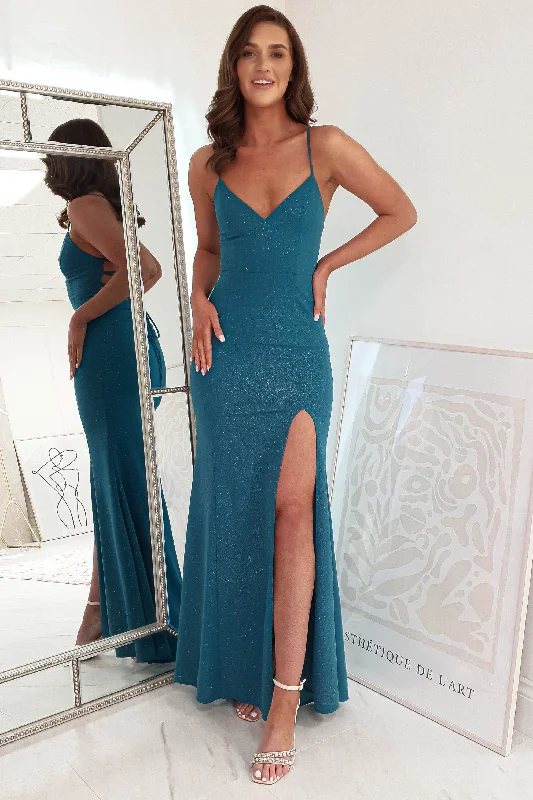 Women's Classic Outfit Saraid Glitter Gown | Teal