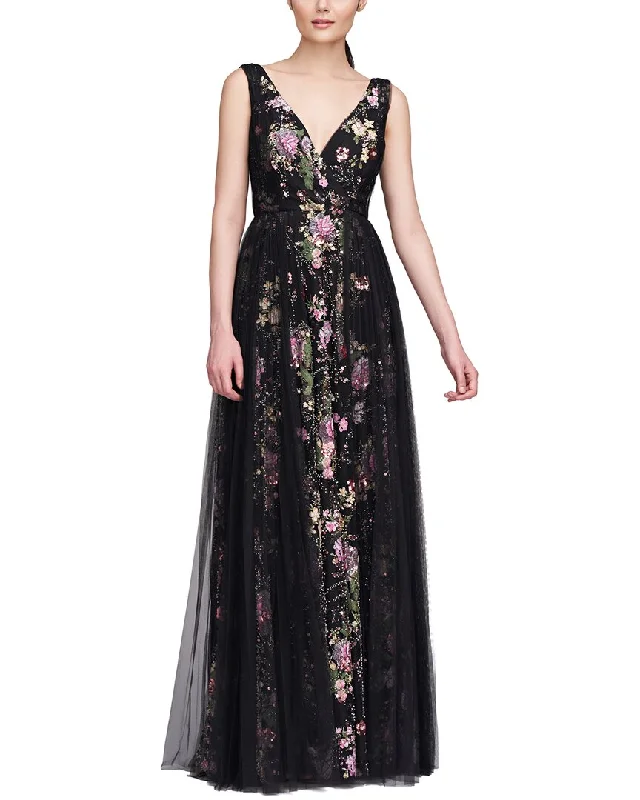 Women's Clothing For Work Theia Toni V Neck Beaded Gown