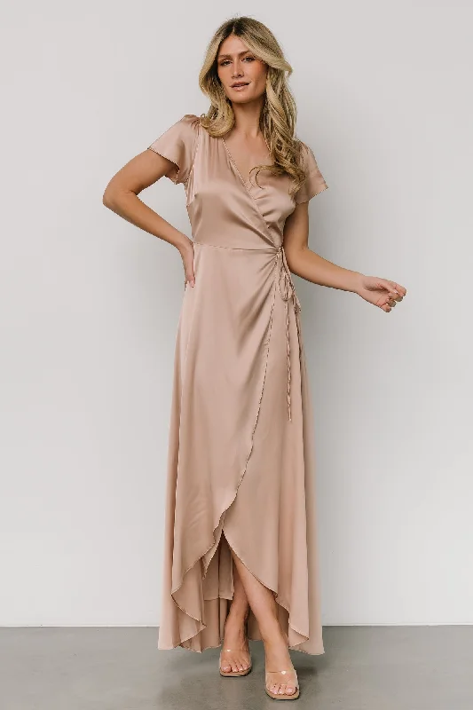 Women's Trendy Clothes Krystal Satin Wrap Gown | Champagne