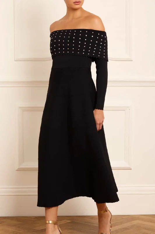 Affordable Online Boutiques Embellished Bardot Knit Gown