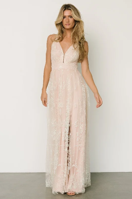 Women's Stylish Professional Apparel Lucienne Shimmer Maxi Gown | Ivory