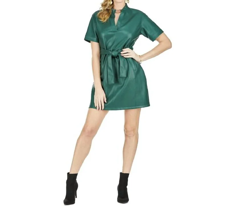 Women's Tailored Outfit Pleather Dress In Emerald