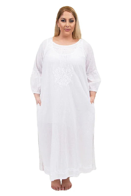 Cheap Women's Clothing Online La Cera Plus Size Embroidered Night Gown