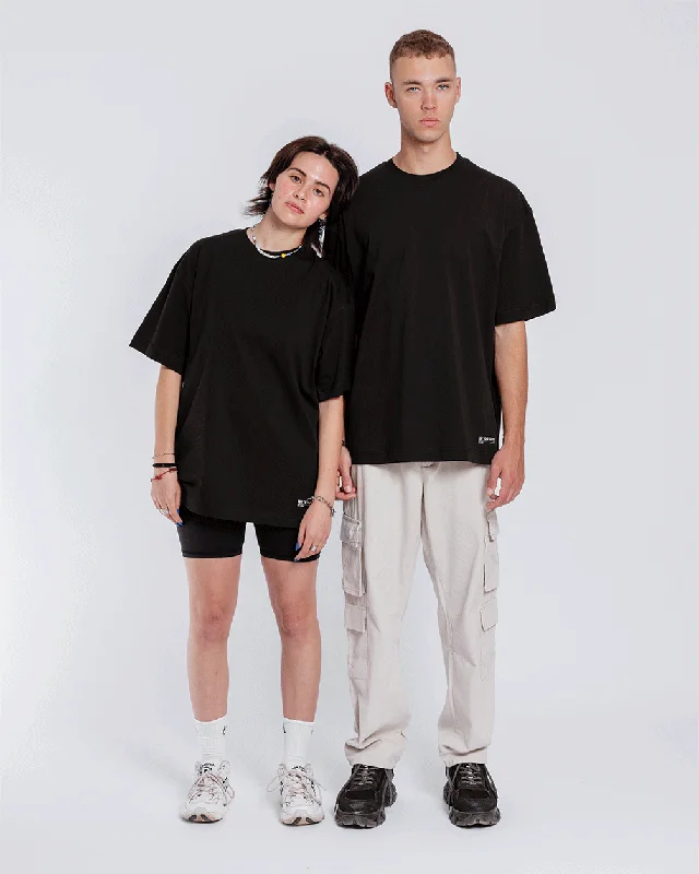 Women's Comfortable Lounge Attire Black Basic Oversized Tee